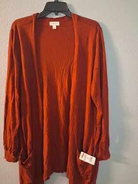Style & Co. 3X Open-Front Cardigan in Deep Rust